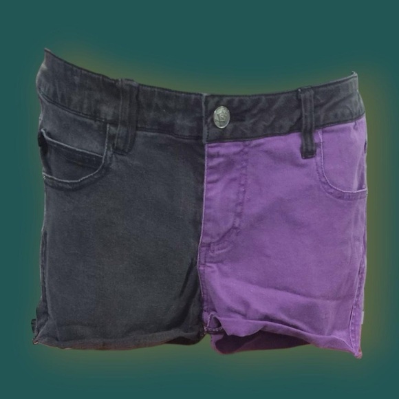 Royal Bones Pants - Royal Bones Black and Purple Women Shorts